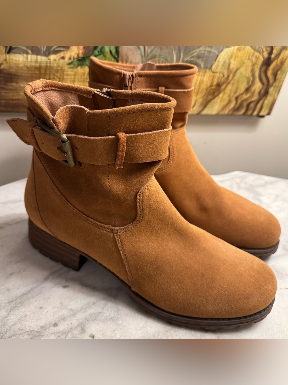 Collection by Clarks Women’s Suede/Leather Ankle Boots,Side Zip, Size 9.5 M, New